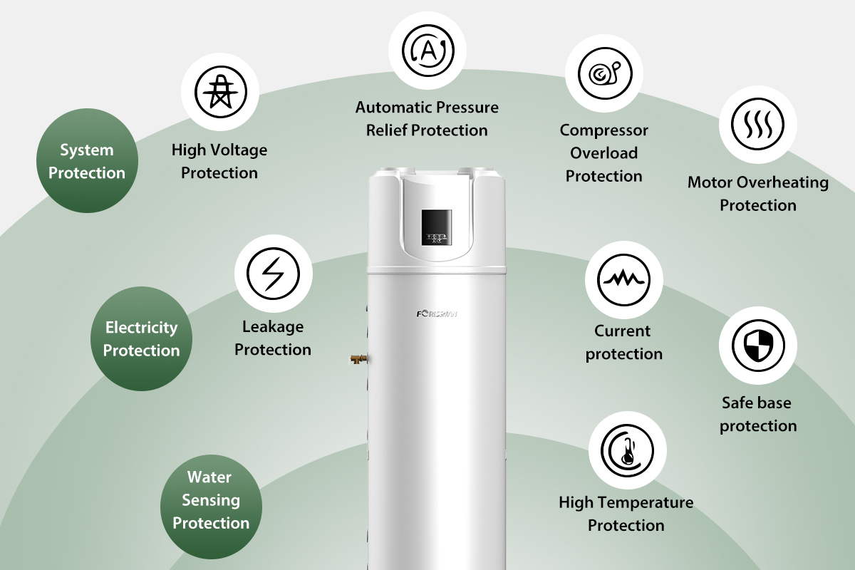 R290 All in one heat pump water heater 300L Top Discharged