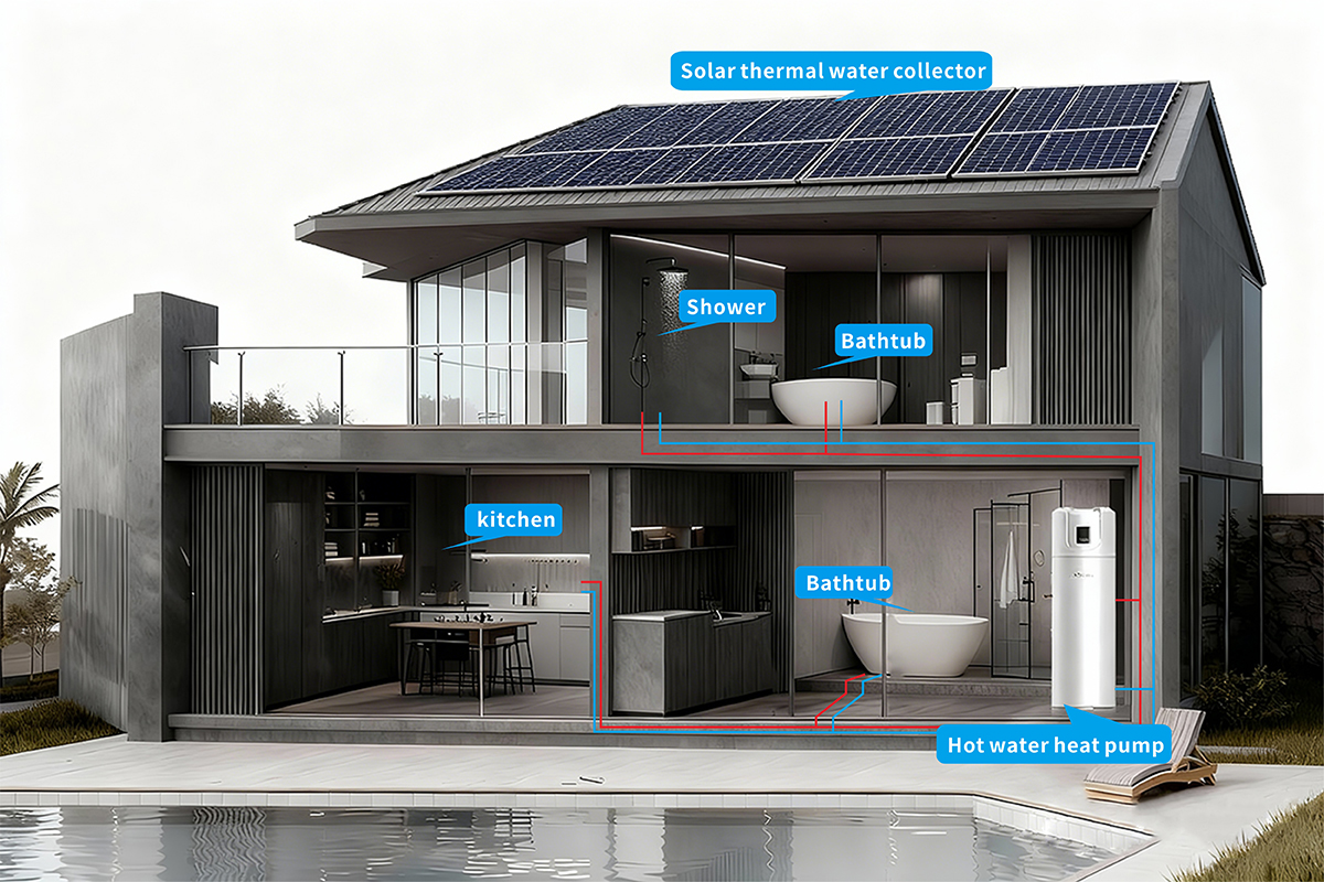 R290 All in one heat pump water heater 300L Top Discharged